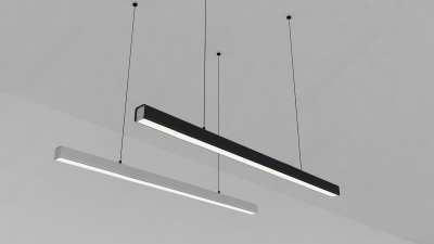 现代办公室长条吊灯3D模型下载